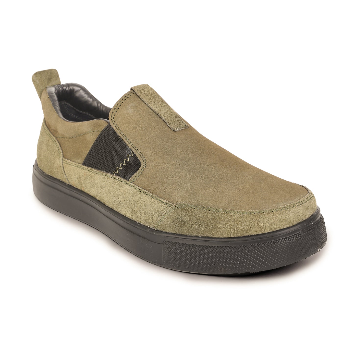 Pure Leather, Light Weight Olive-Green Sneakers - Omura, TZCRT913OLV