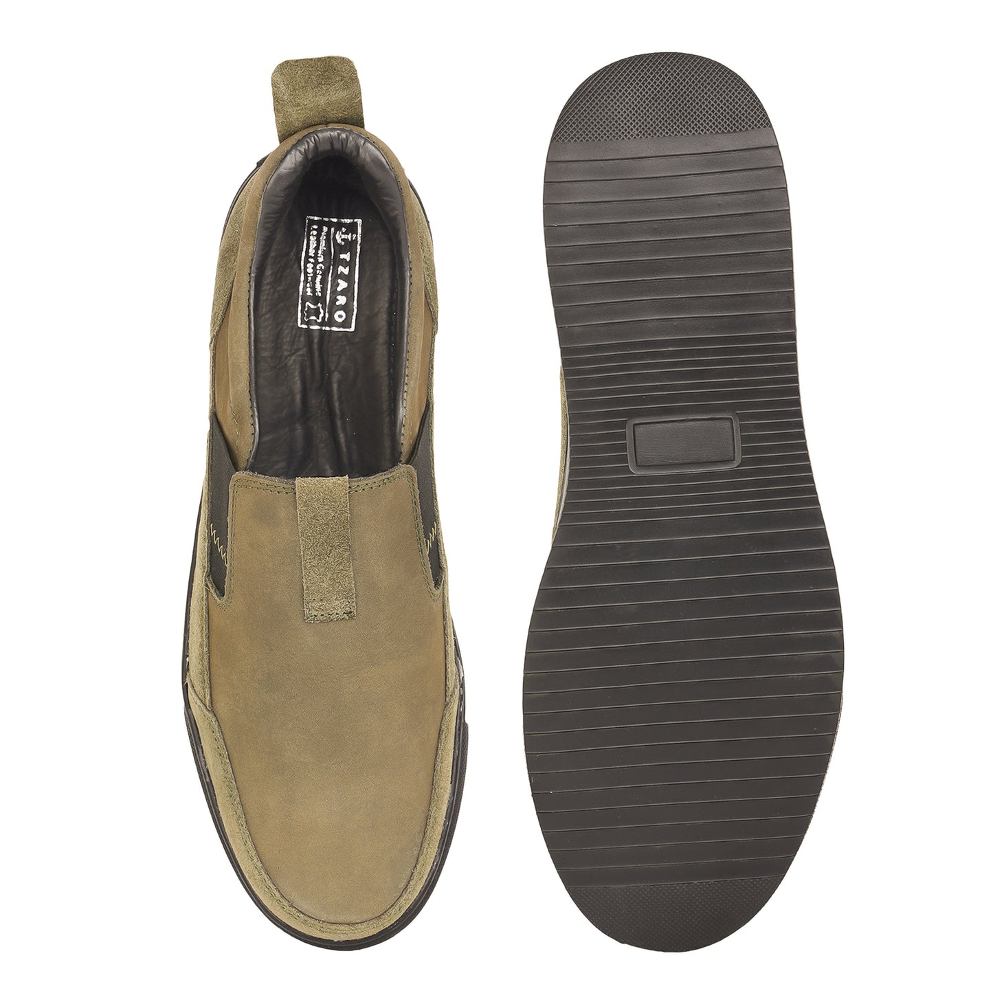 Pure Leather, Light Weight Olive-Green Sneakers - Omura, TZCRT913OLV