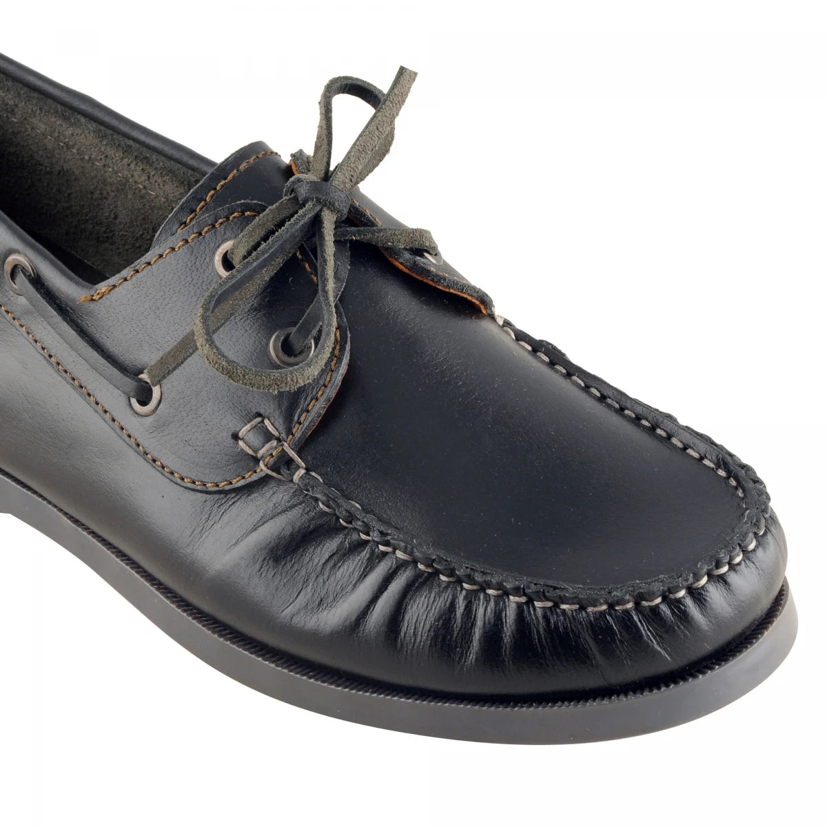 True Moccasin Pure Leather Black Boat Shoes - Timber(Black), TimberBLK