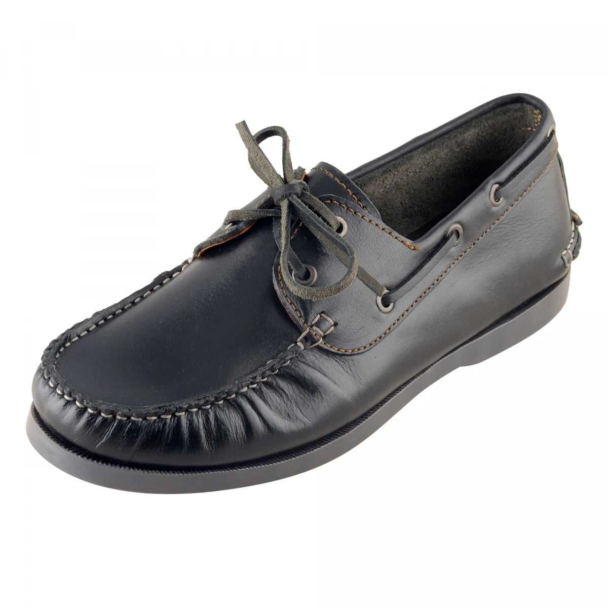 True Moccasin Pure Leather Black Boat Shoes - Timber(Black), TimberBLK