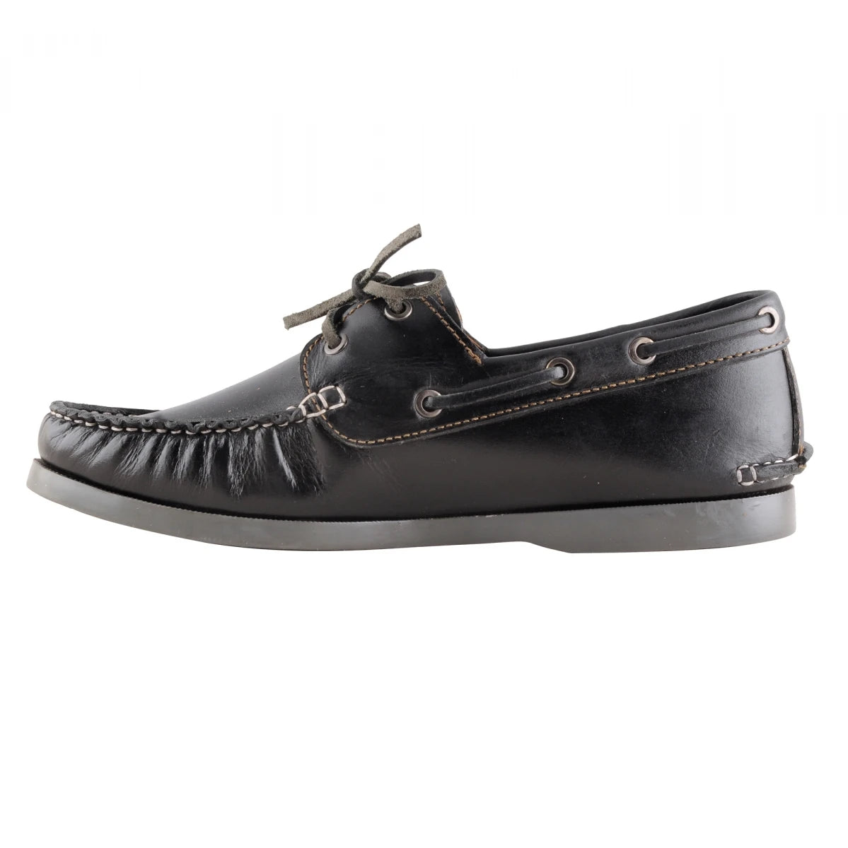 True Moccasin Pure Leather Black Boat Shoes - Timber(Black), TimberBLK