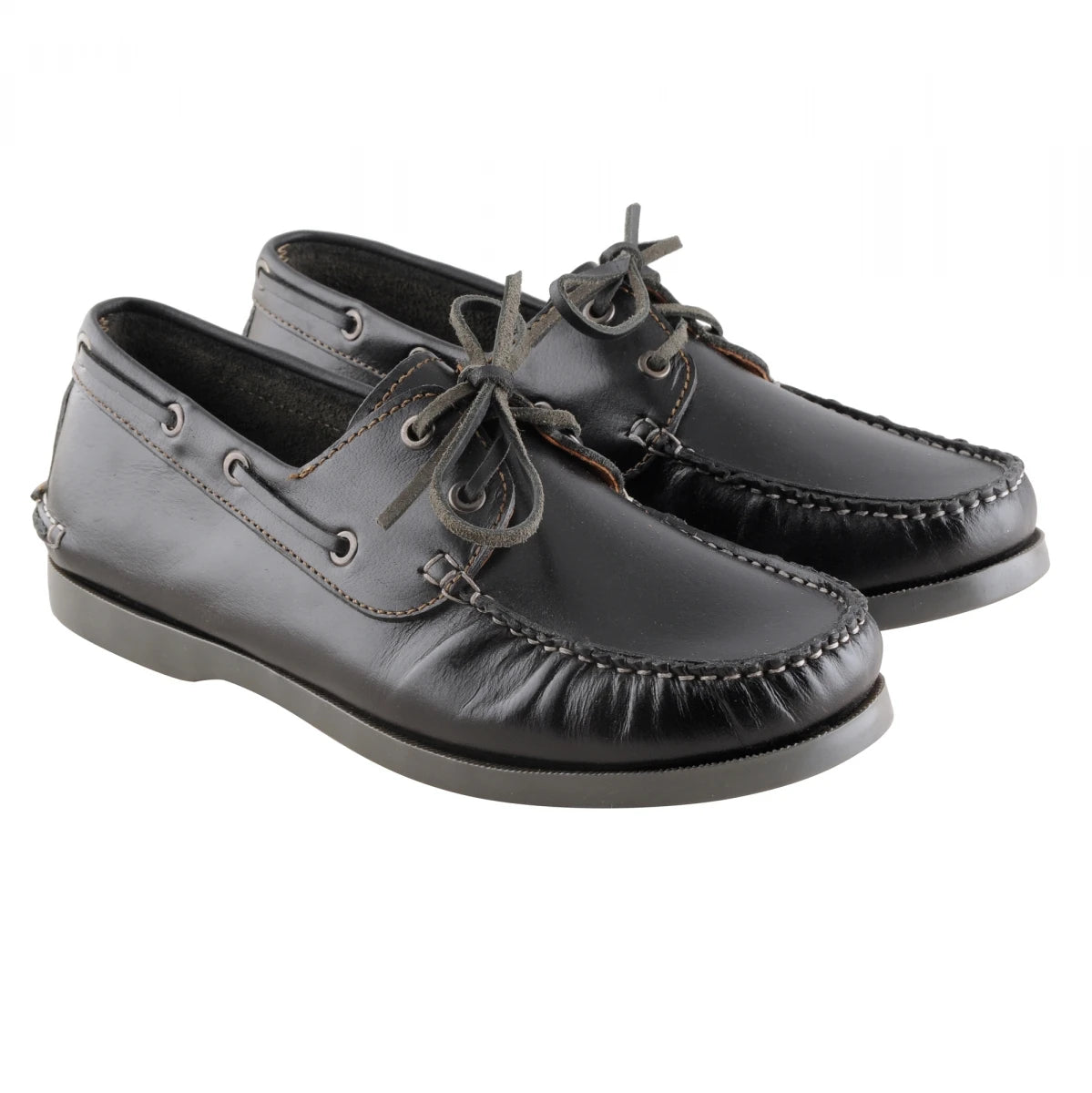 True Moccasin Pure Leather Black Boat Shoes - Timber(Black), TimberBLK
