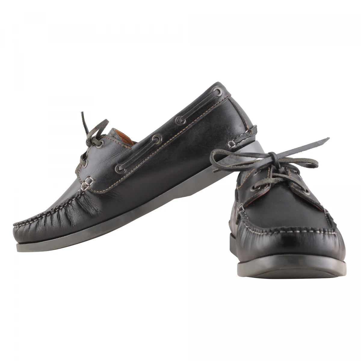 True Moccasin Pure Leather Black Boat Shoes - Timber(Black), TimberBLK