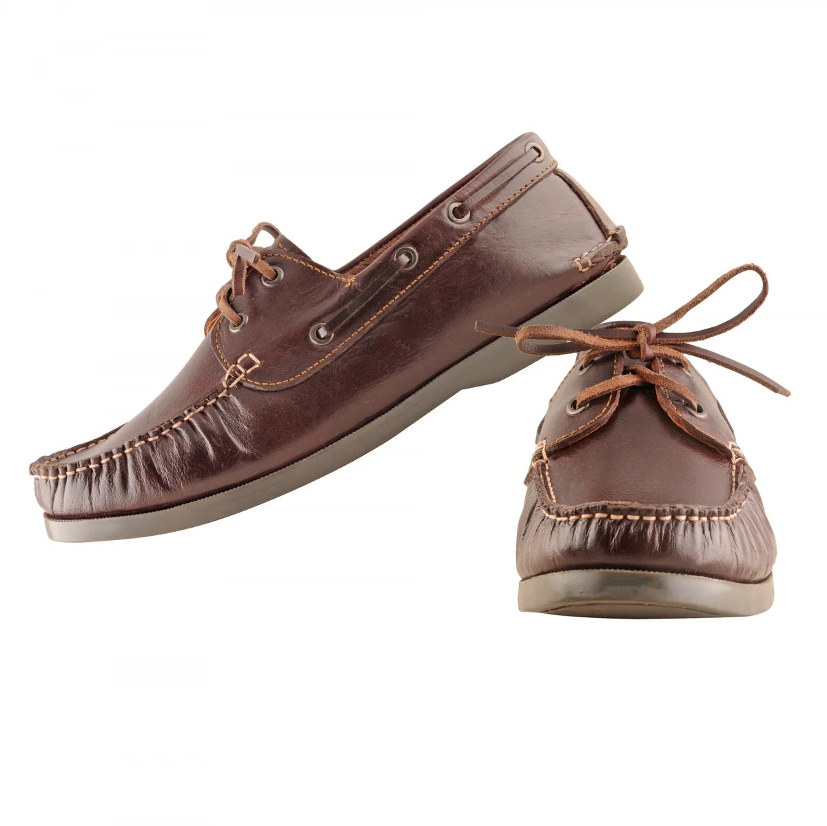 True Moccasin Pure Leather Brown Boat Shoes - Timber Brown
