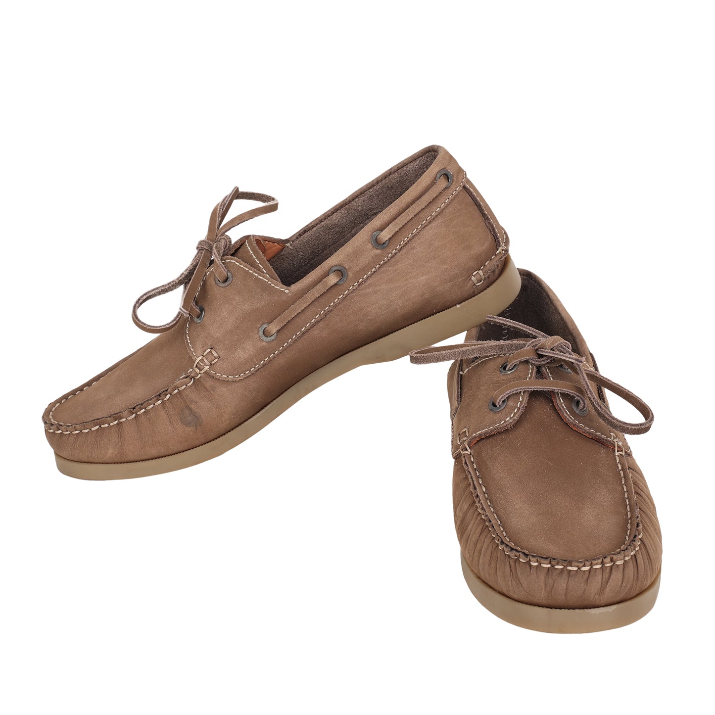 True Moccasin Pure Leather, Brown Boat Shoes - TIMBERNUBRW