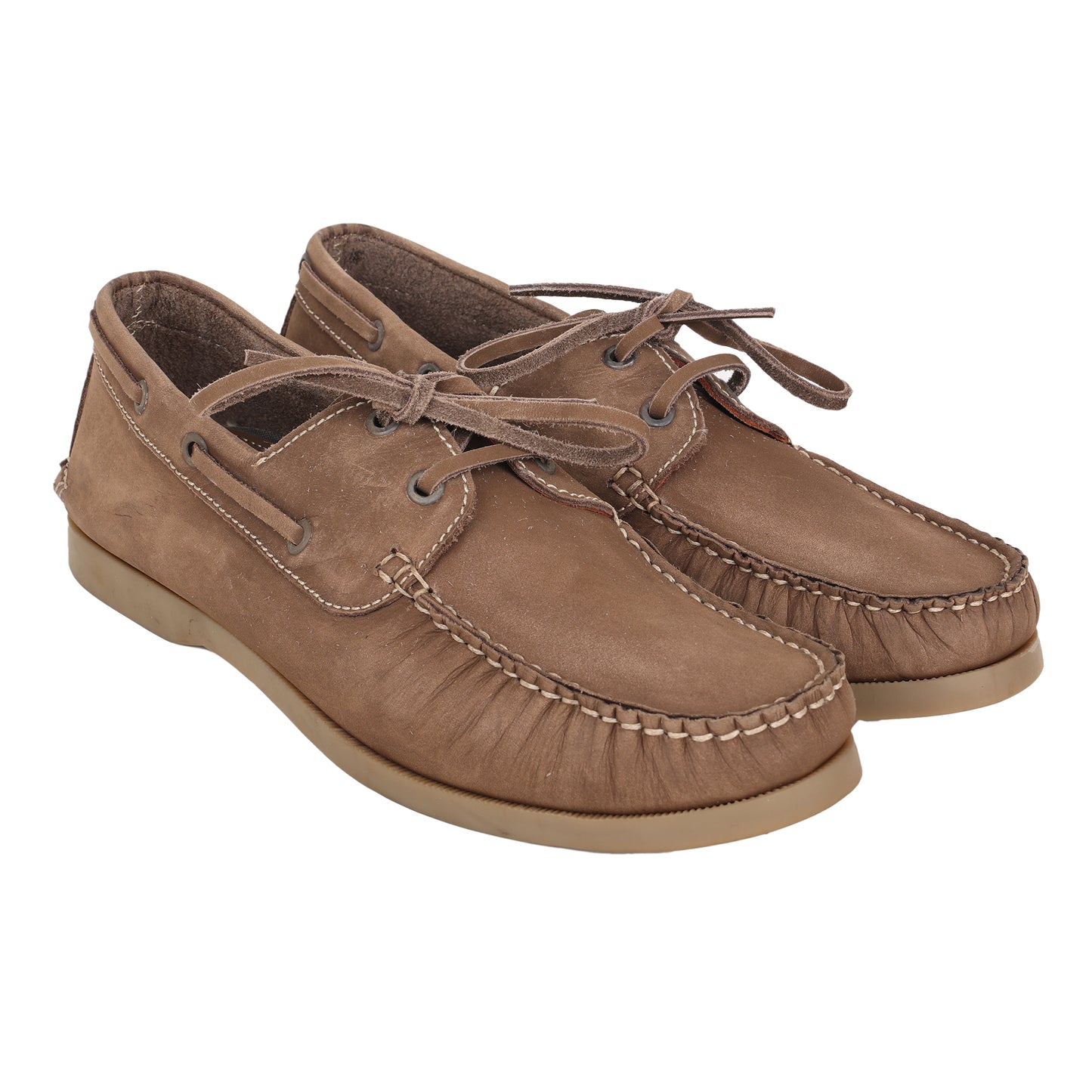 True Moccasin Pure Leather, Brown Boat Shoes - TIMBERNUBRW
