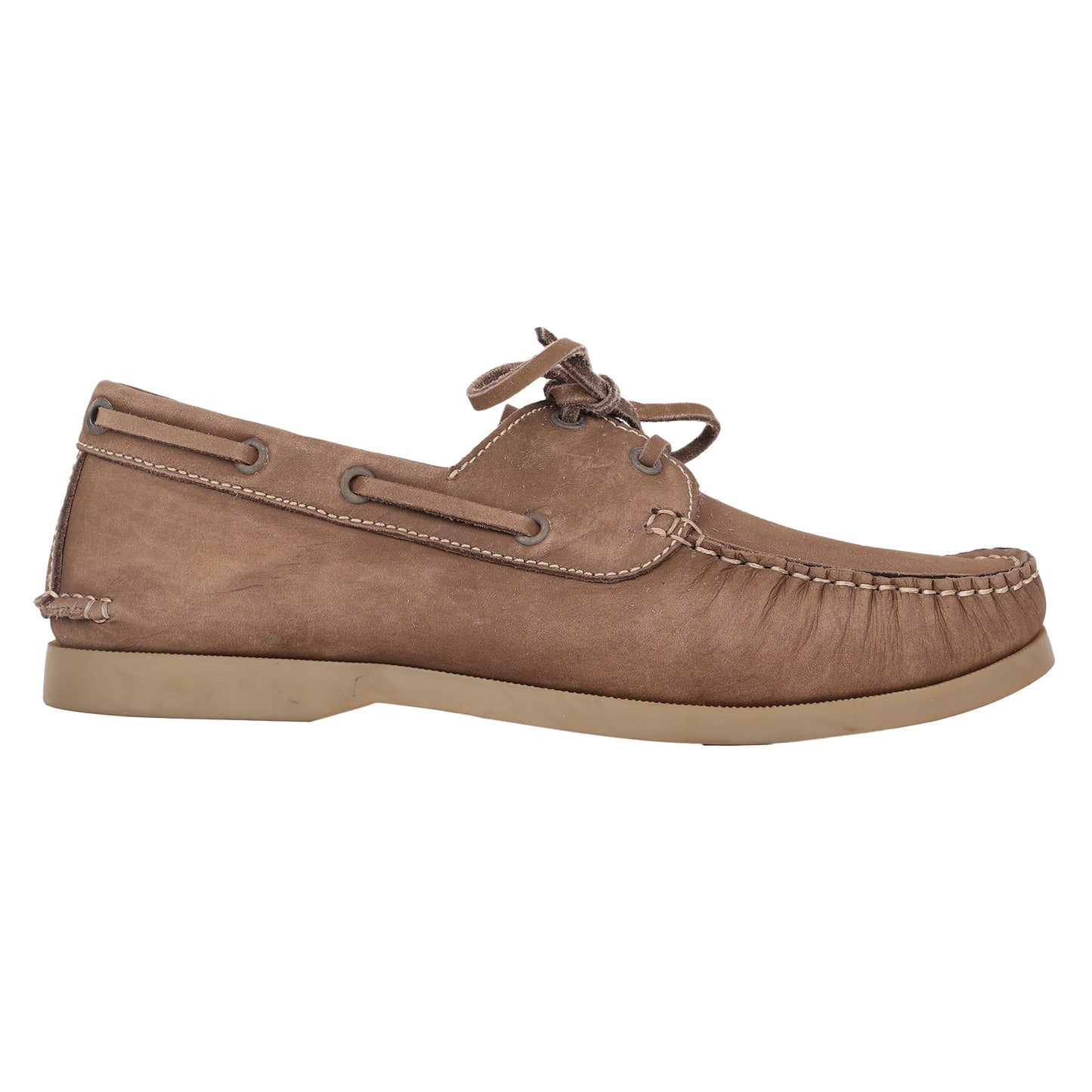 True Moccasin Pure Leather, Brown Boat Shoes - TIMBERNUBRW