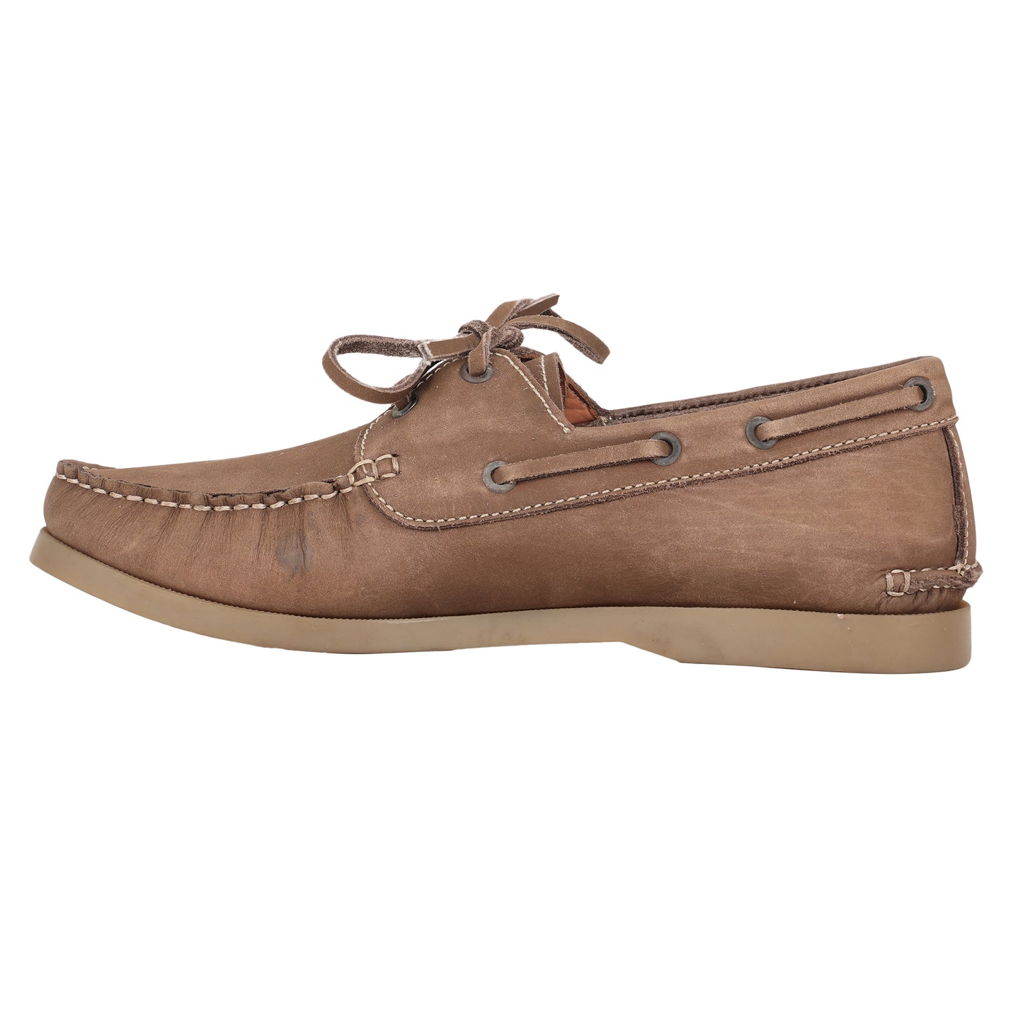 True Moccasin Pure Leather, Brown Boat Shoes - TIMBERNUBRW