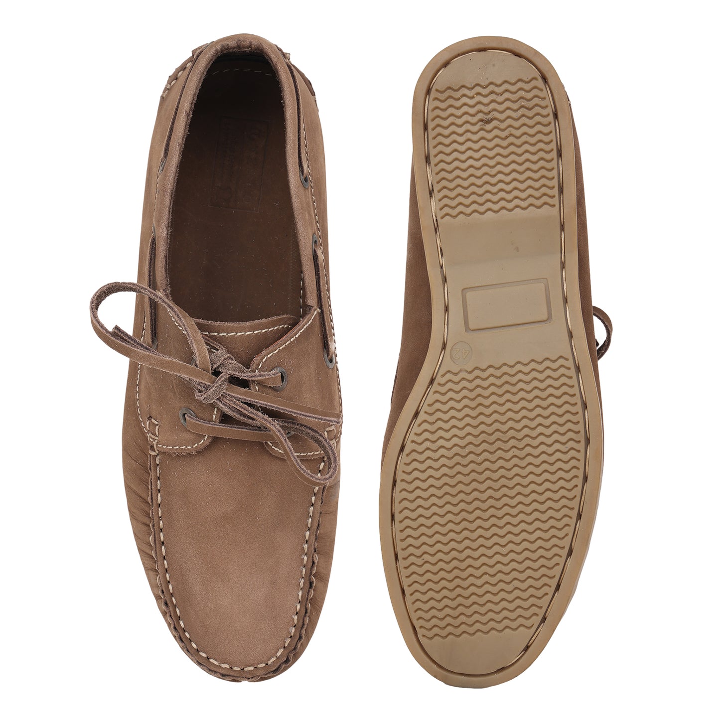 True Moccasin Pure Leather, Brown Boat Shoes - TIMBERNUBRW