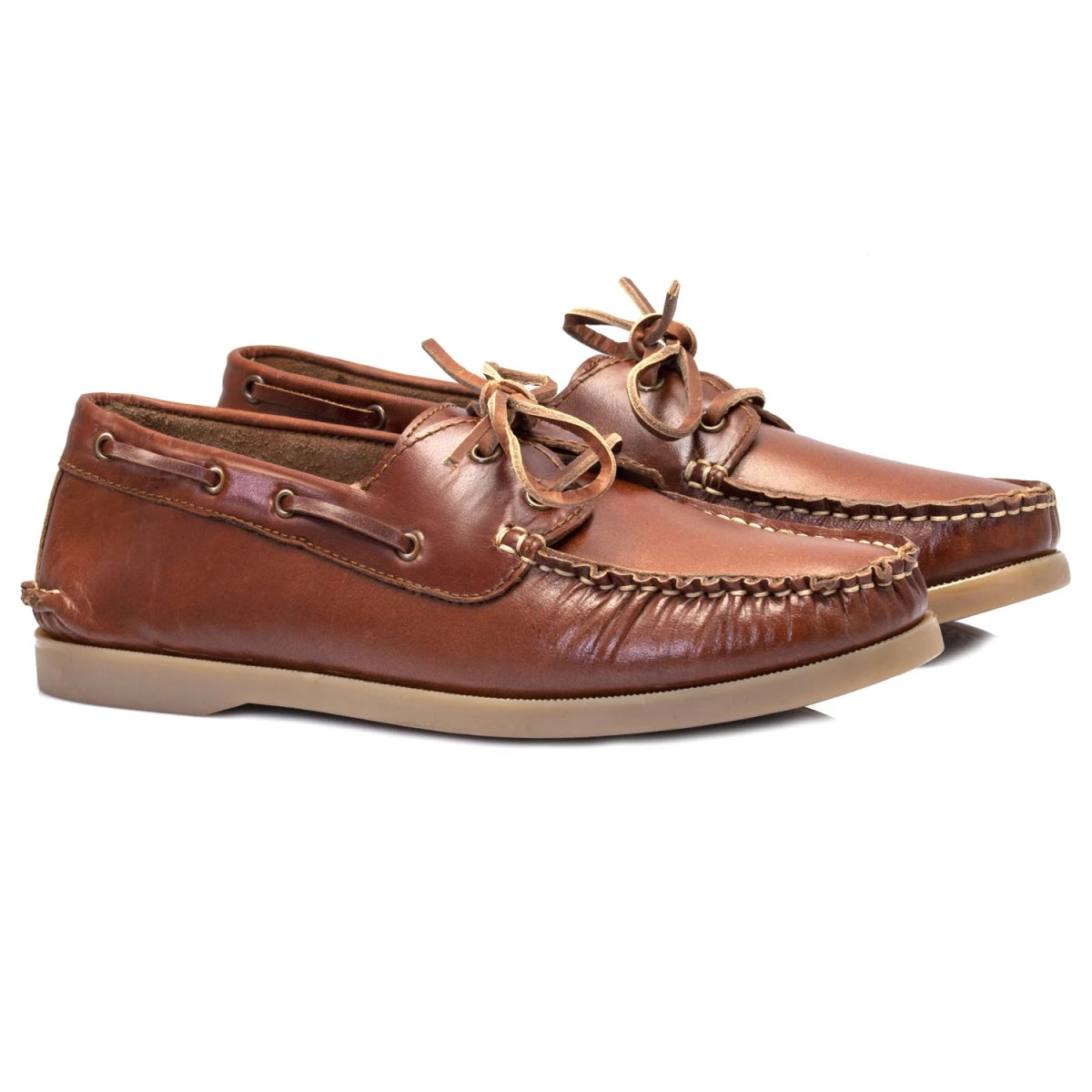 True Moccasin Pure Leather Tan Boat Shoes - Timbertan