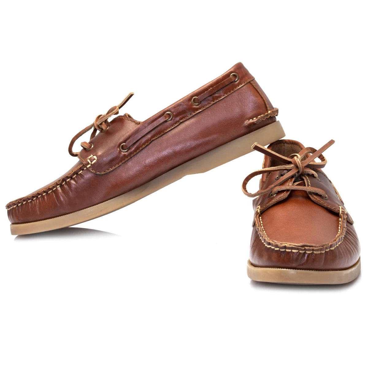 True Moccasin Pure Leather Tan Boat Shoes - Timbertan