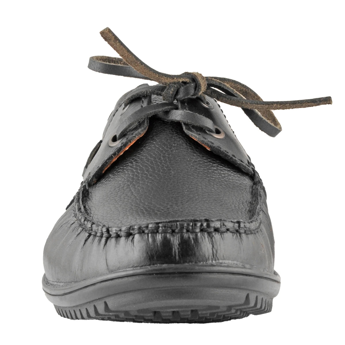 Pure Leather Black Boat Shoes with Rubber Sole - Timberam