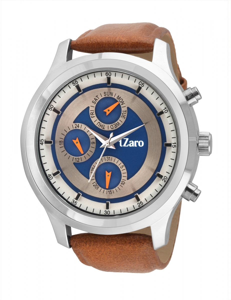 TZARO Skeletal Ring TAN Strap Multifunction Watch: Callisto, Z4487V9BLU