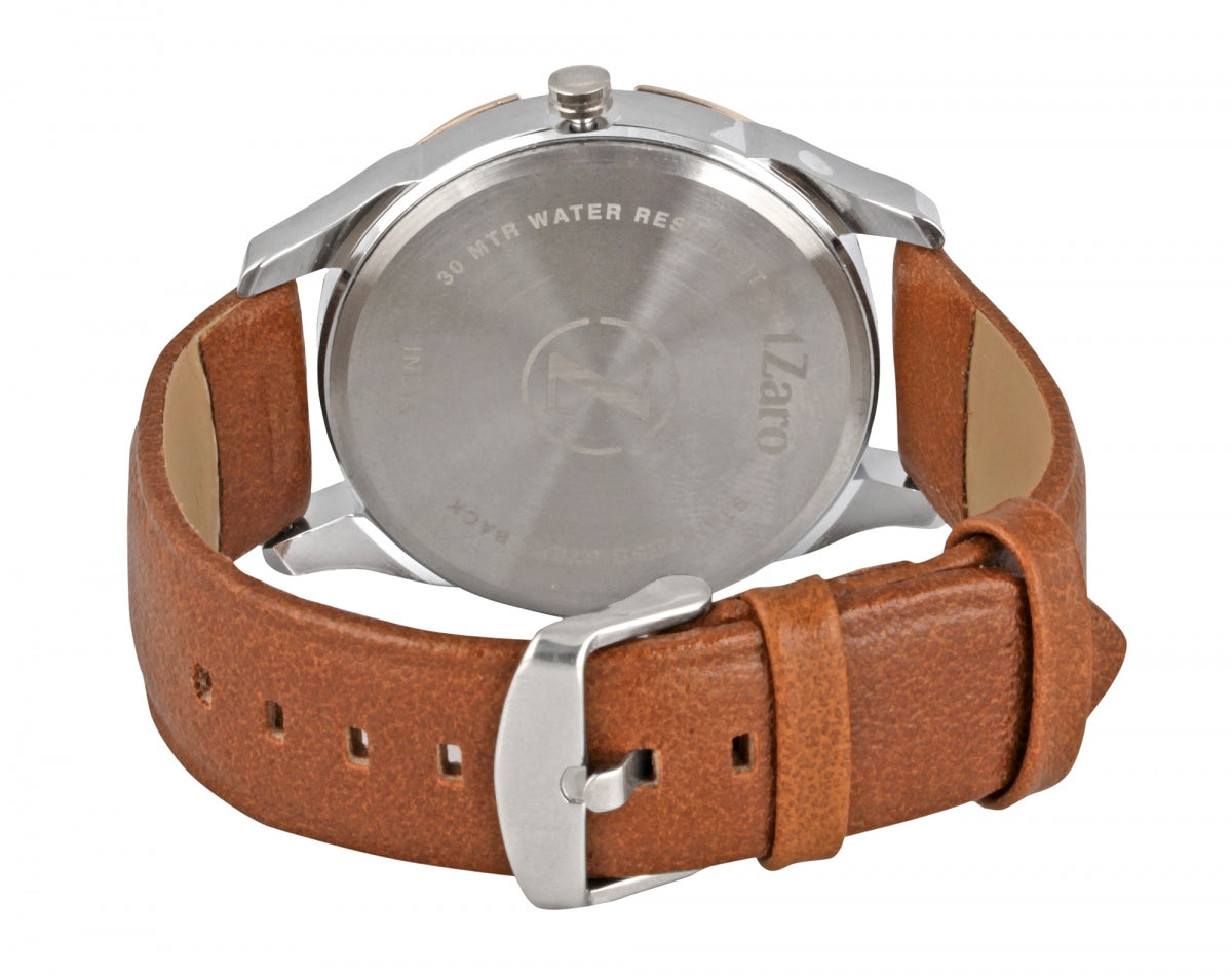 TZARO 3D Intricate Texture Tan Color Multifunction Watch: Anchor, ZGL9007RGBL