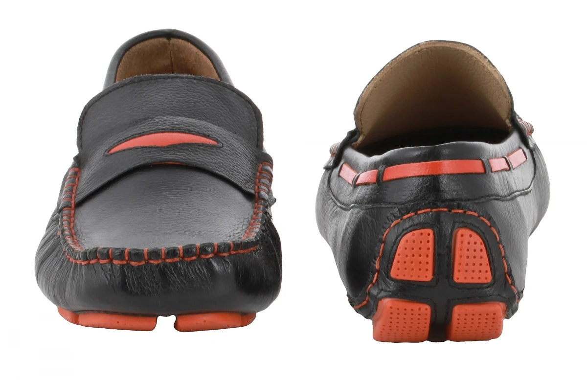 Pure Leather Black Driving Shoes - ZN2340BLKORN