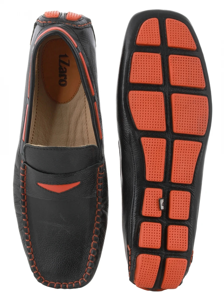 Pure Leather Black Driving Shoes - ZN2340BLKORN
