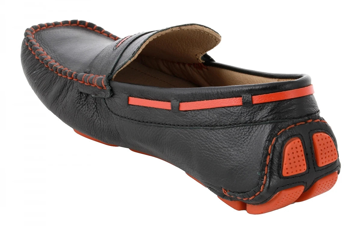 Pure Leather Black Driving Shoes - ZN2340BLKORN