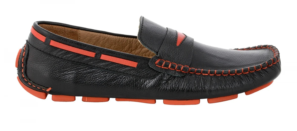 Pure Leather Black Driving Shoes - ZN2340BLKORN