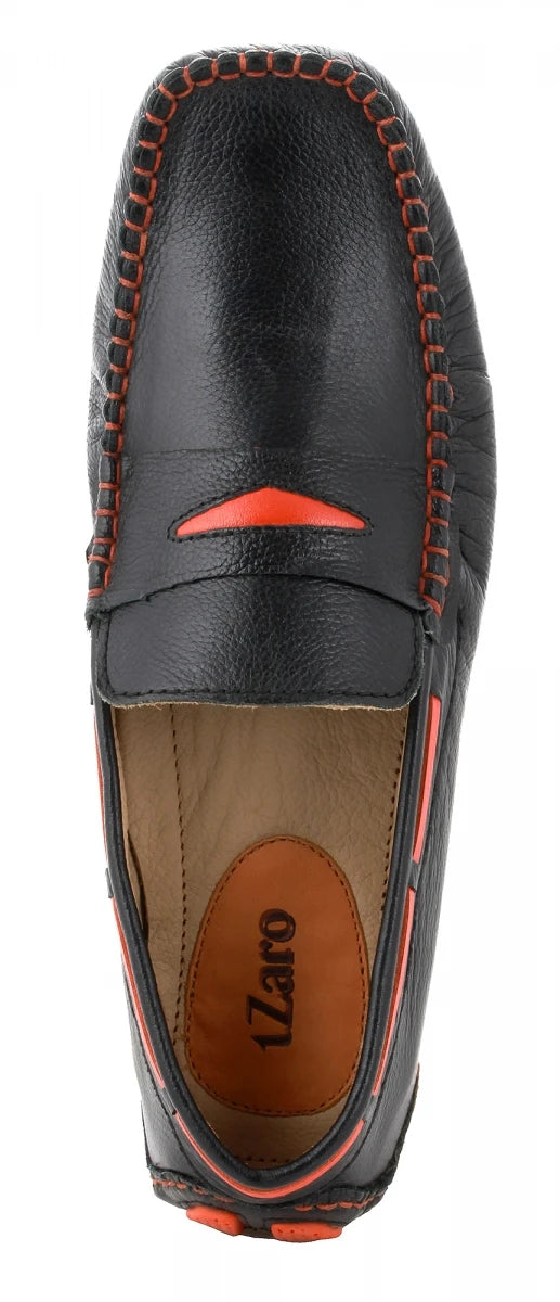 Pure Leather Black Driving Shoes - ZN2340BLKORN