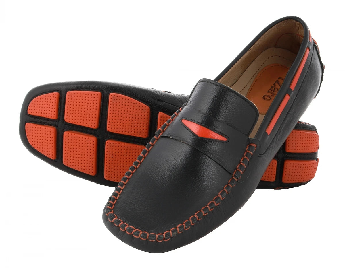 Pure Leather Black Driving Shoes - ZN2340BLKORN