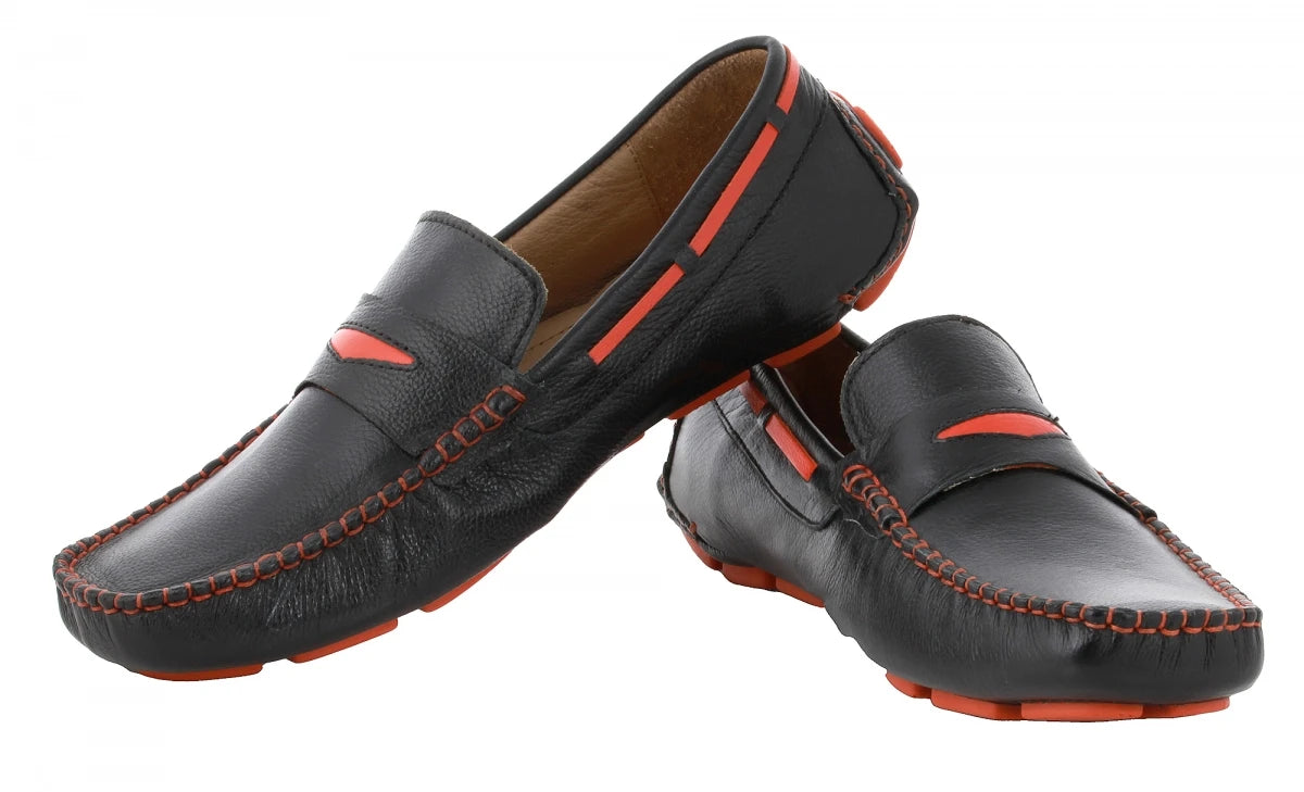 Pure Leather Black Driving Shoes - ZN2340BLKORN