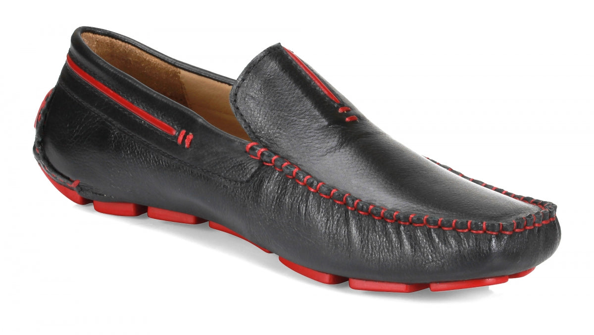 Black Burgundy Leather Driving Shoes