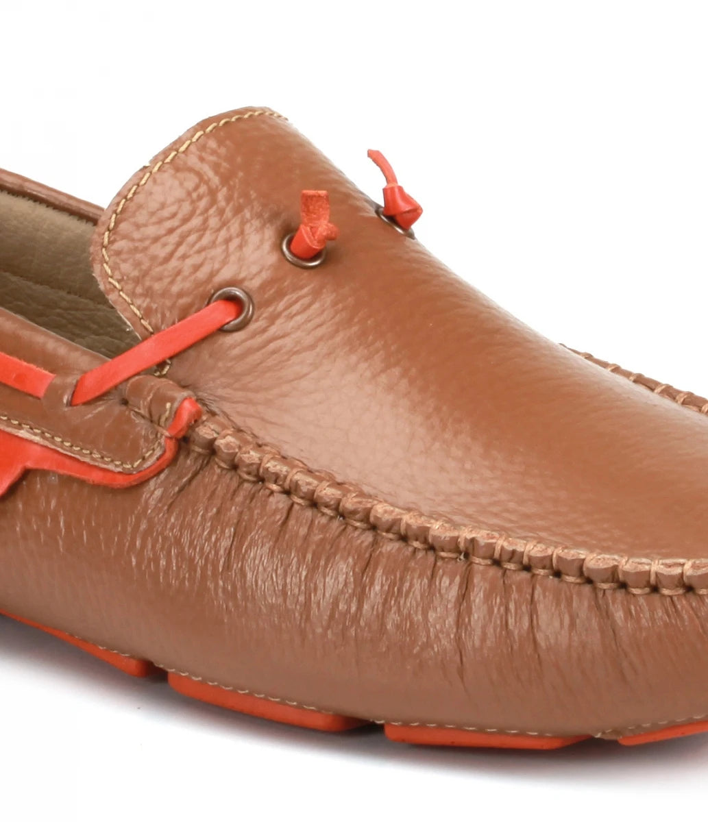 Genuine Leather Tan Driving Shoes - ZN2341TANSPRT