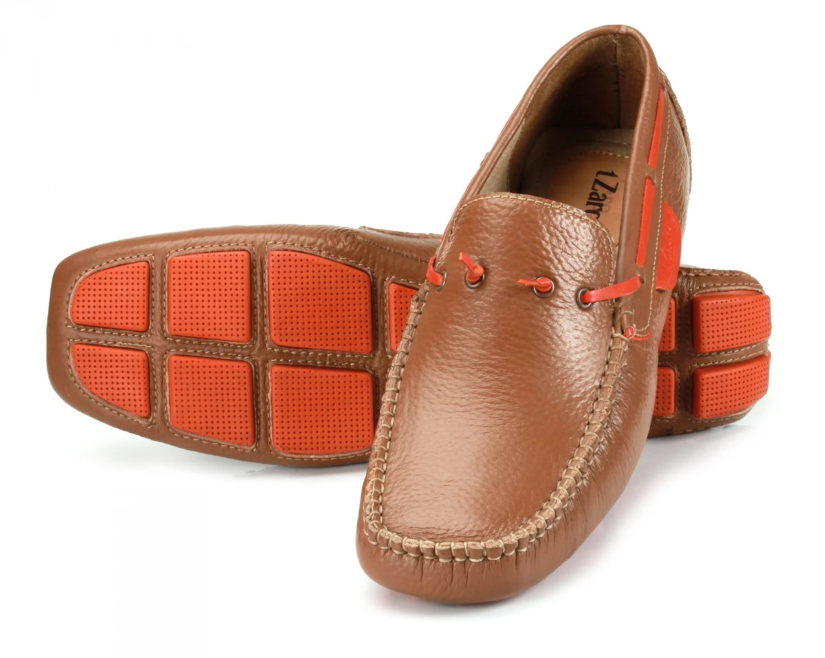 Genuine Leather Tan Driving Shoes - ZN2341TANSPRT