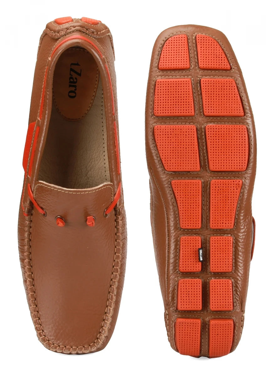 Genuine Leather Tan Driving Shoes - ZN2341TANSPRT