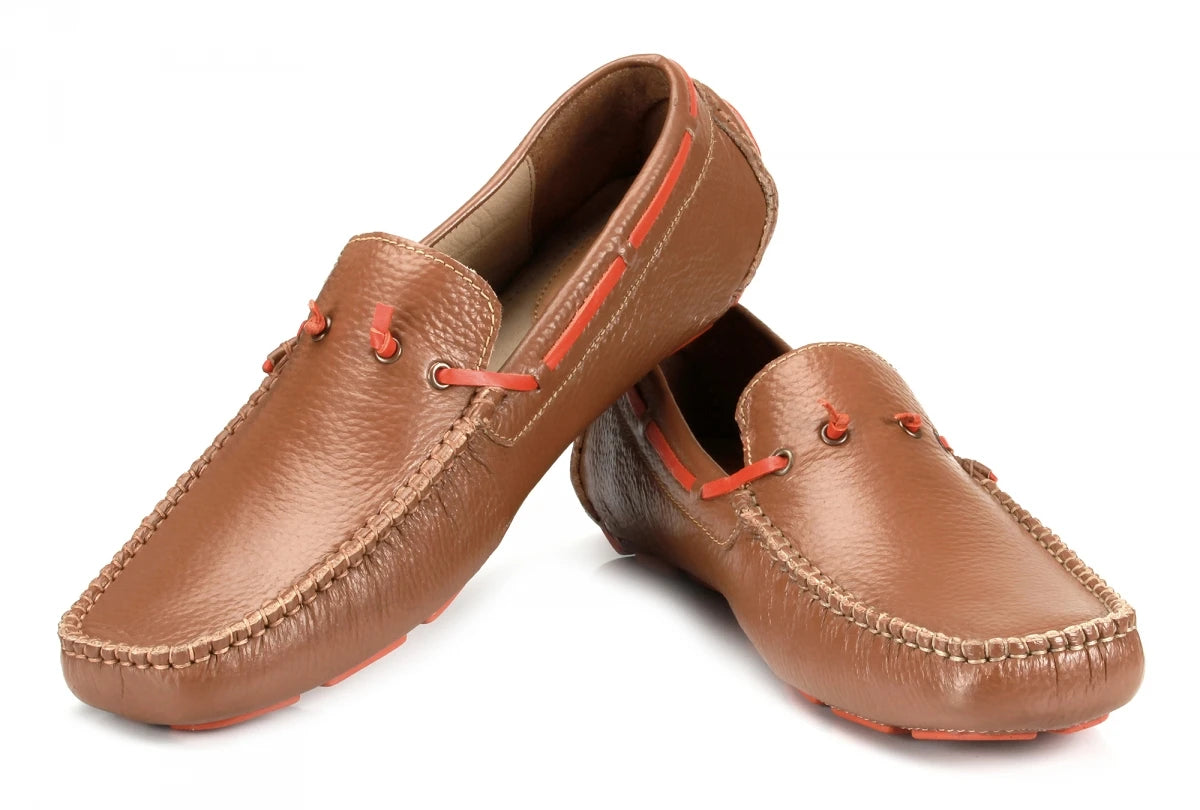 Genuine Leather Tan Driving Shoes - ZN2341TANSPRT