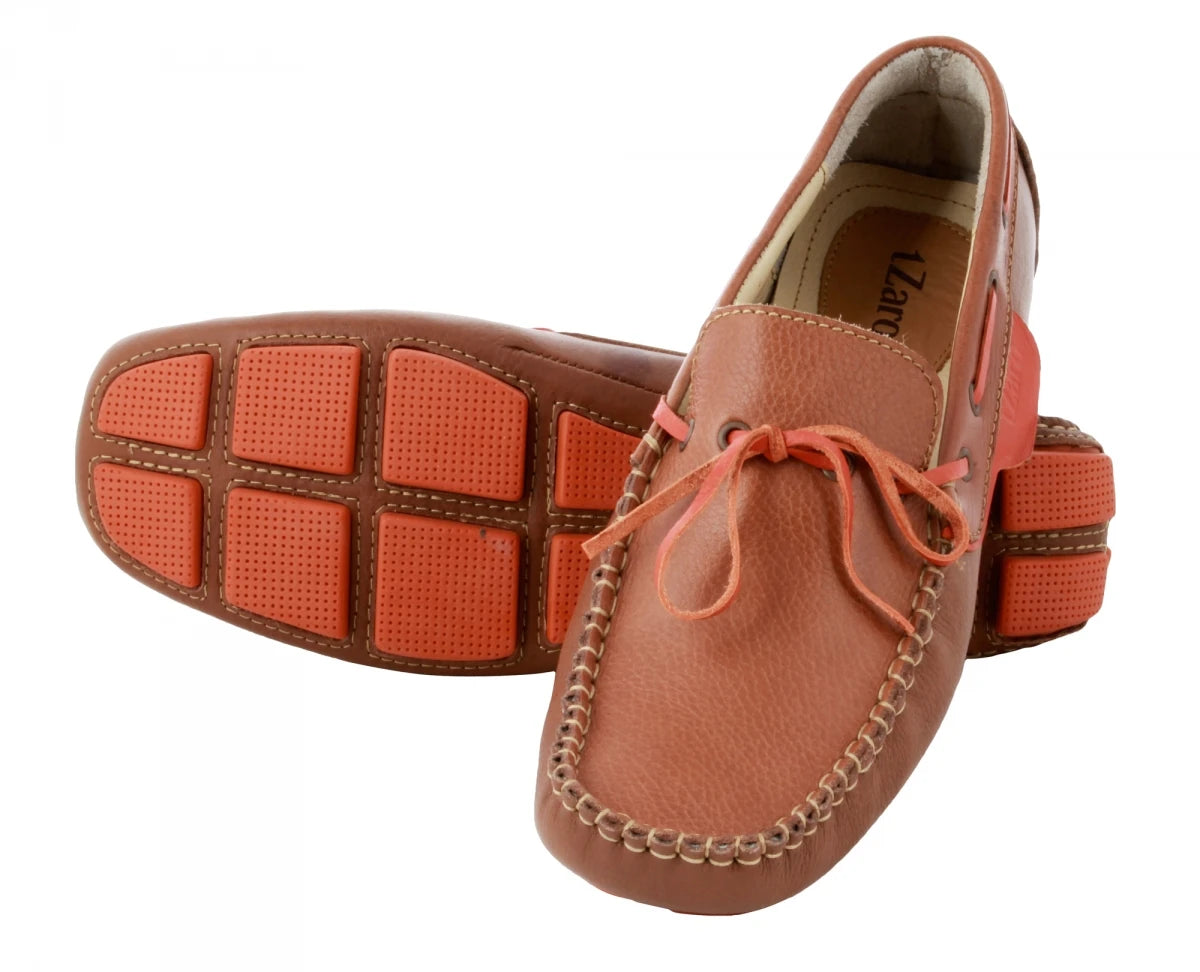 Genuine Leather Driving Shoes - ZN2344TANLCE