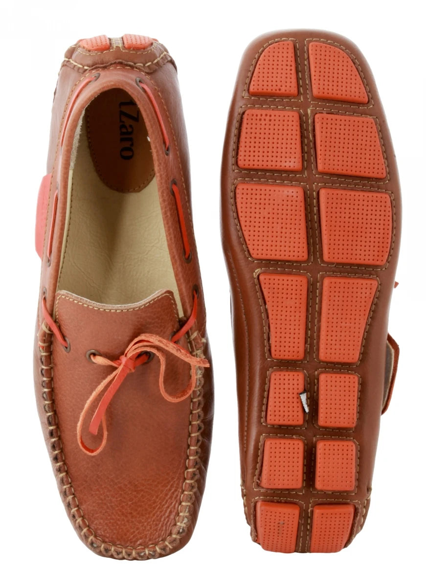 Genuine Leather Driving Shoes - ZN2344TANLCE