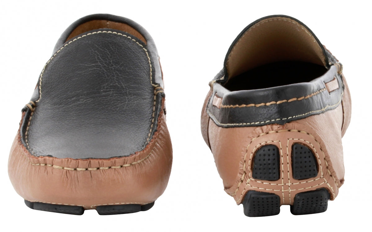 TZARO Beige Black Driving Shoes - ZN23501BGBL