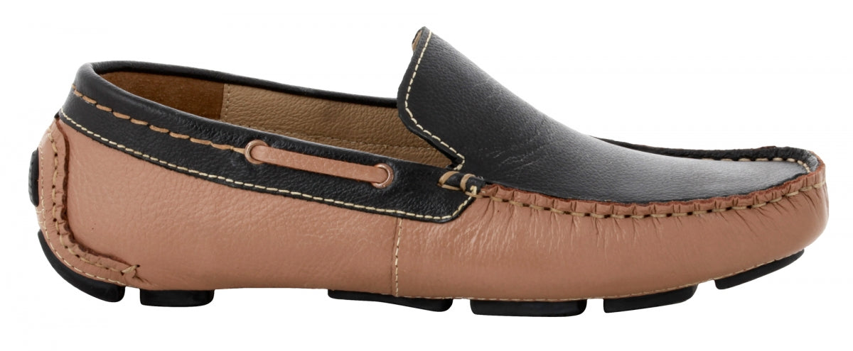 TZARO Beige Black Driving Shoes - ZN23501BGBL