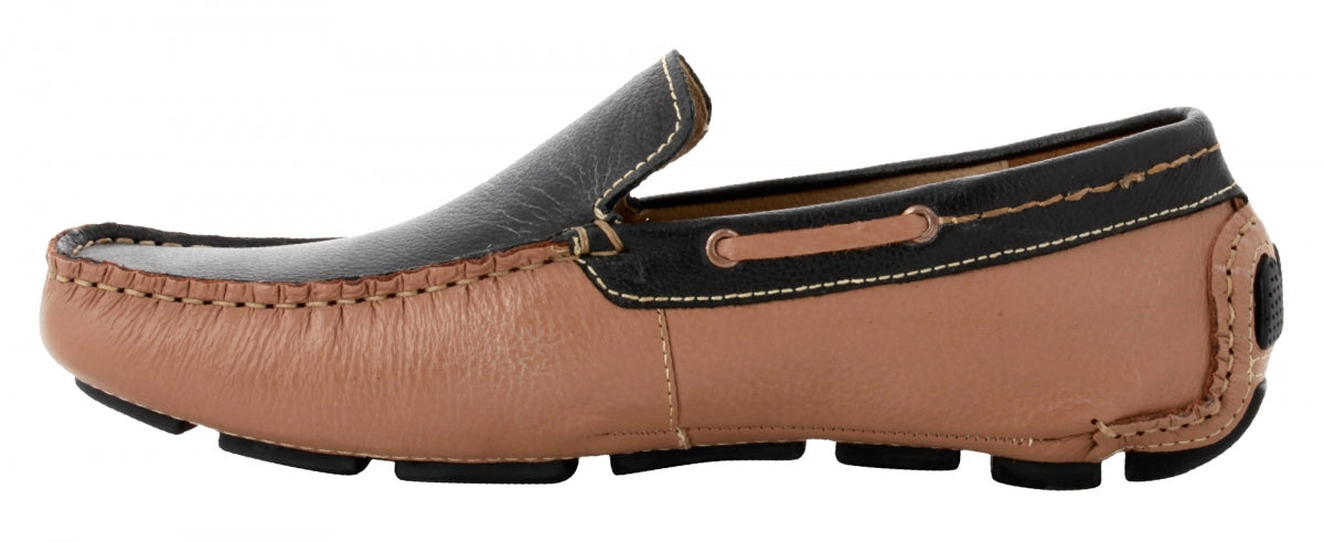 TZARO Beige Black Driving Shoes - ZN23501BGBL