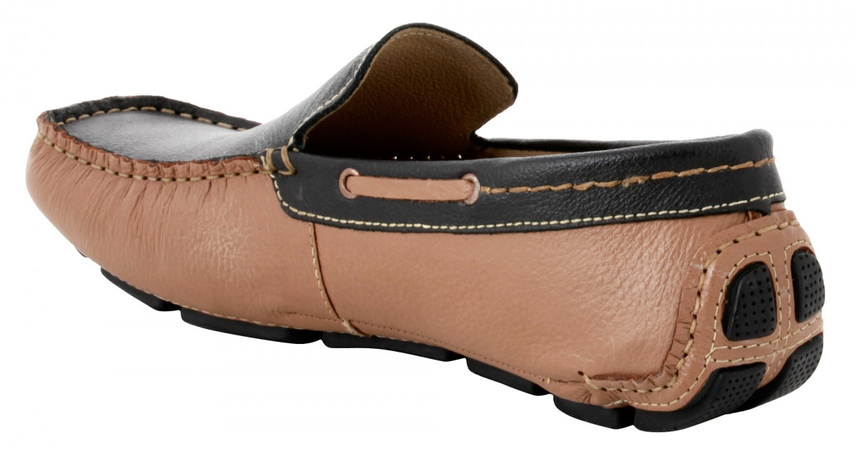 TZARO Beige Black Driving Shoes - ZN23501BGBL