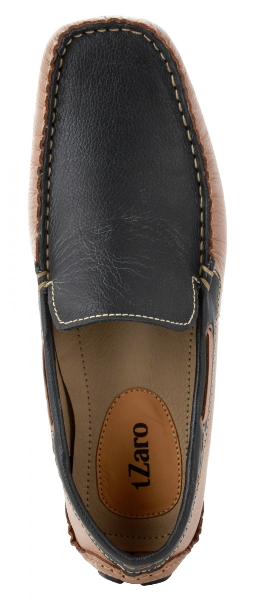 TZARO Beige Black Driving Shoes - ZN23501BGBL