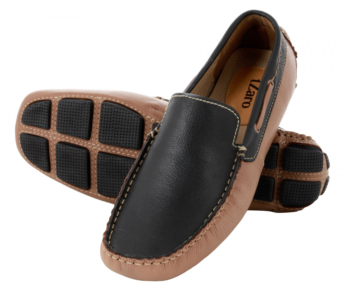 TZARO Beige Black Driving Shoes - ZN23501BGBL
