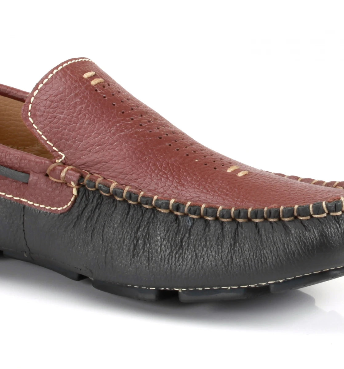 Pure Leather Twin Color Driving Shoes - ZN23502MRGRY