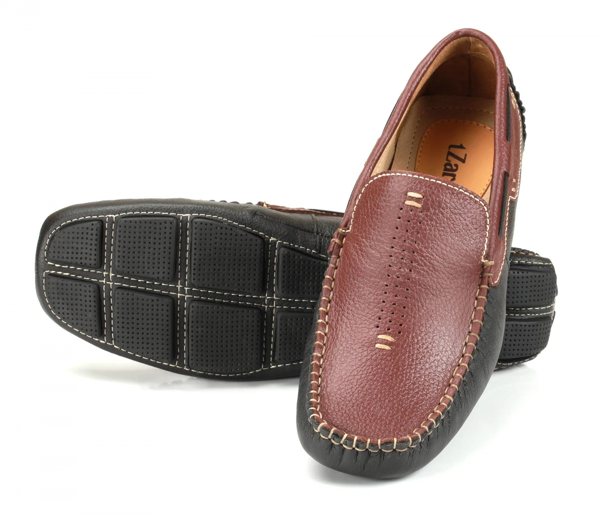 Pure Leather Twin Color Driving Shoes - ZN23502MRGRY