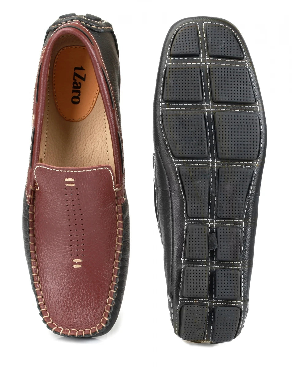 Pure Leather Twin Color Driving Shoes - ZN23502MRGRY