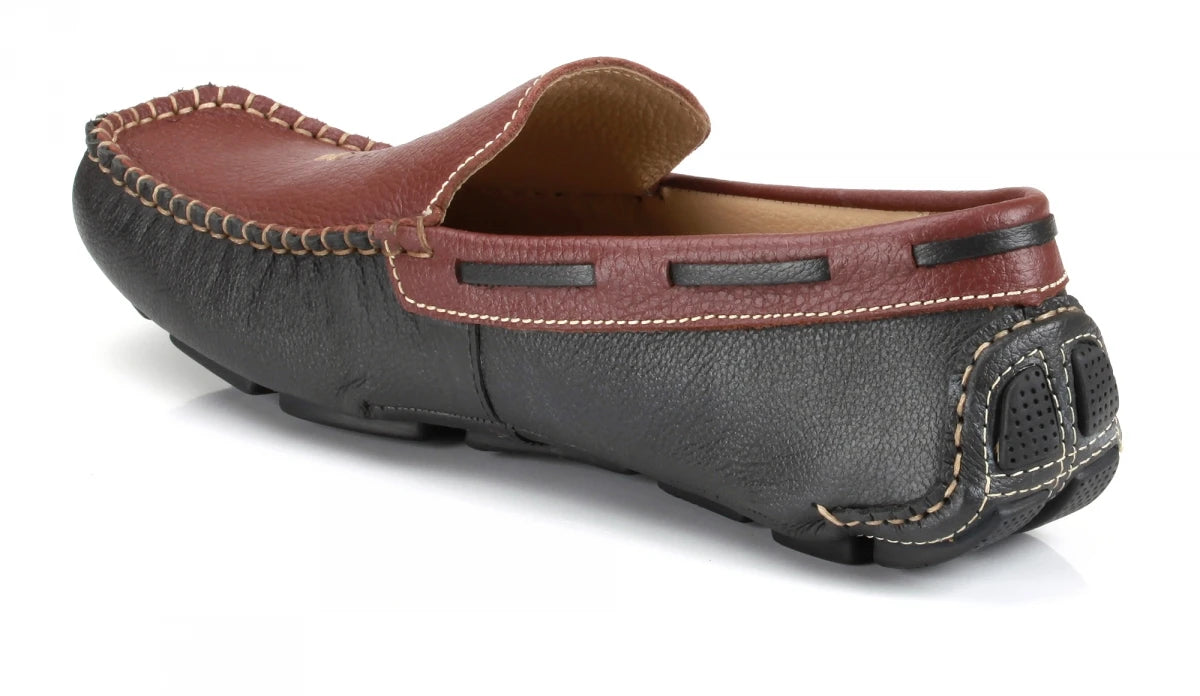 Pure Leather Twin Color Driving Shoes - ZN23502MRGRY