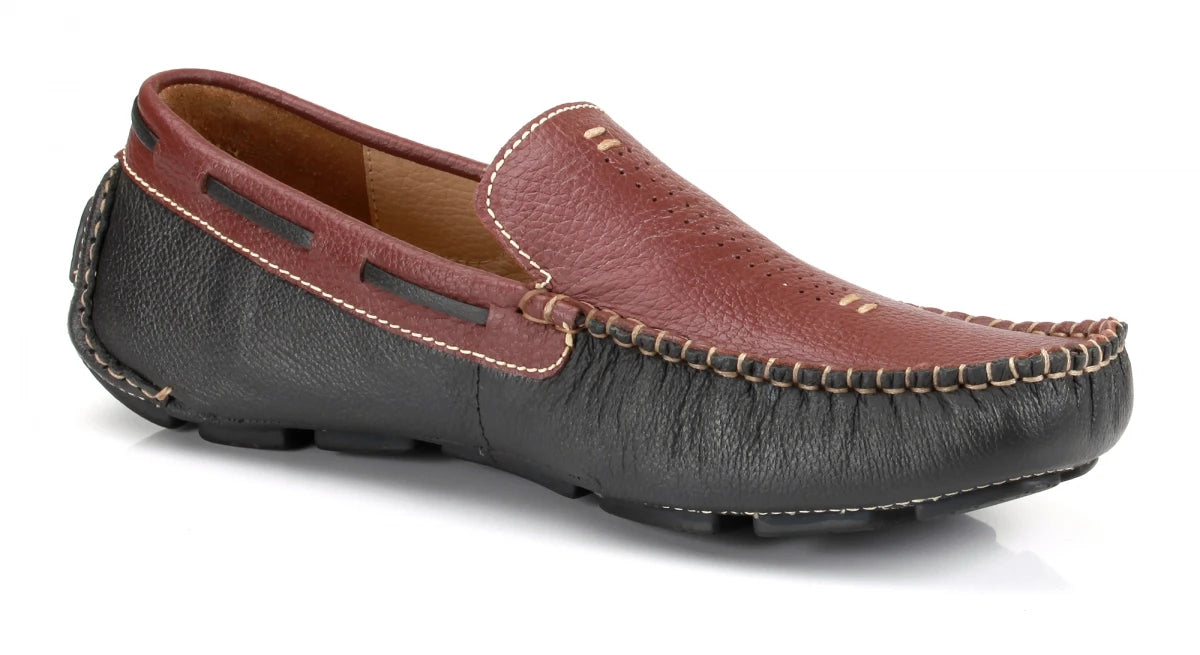 Pure Leather Twin Color Driving Shoes - ZN23502MRGRY