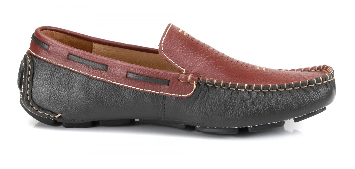 Pure Leather Twin Color Driving Shoes - ZN23502MRGRY