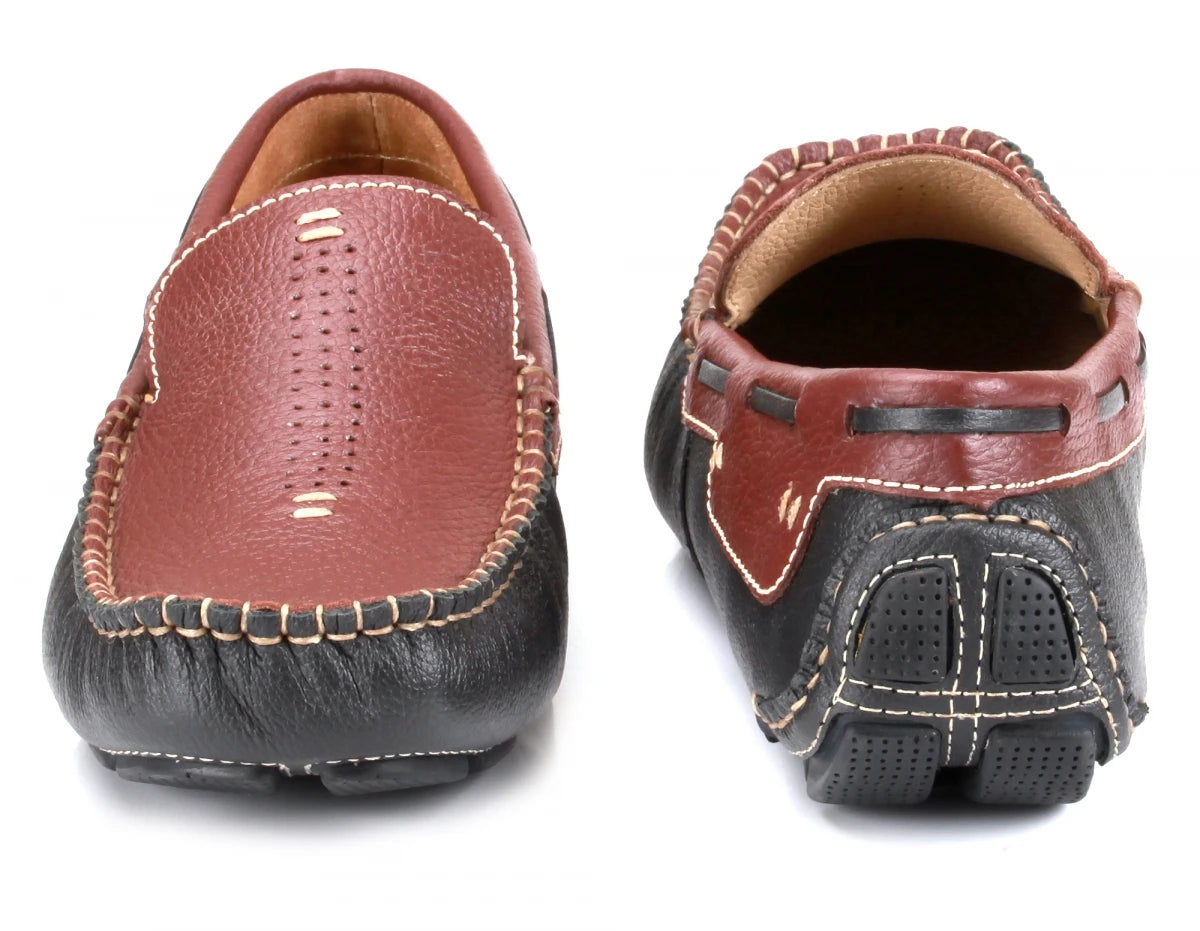 Pure Leather Twin Color Driving Shoes - ZN23502MRGRY