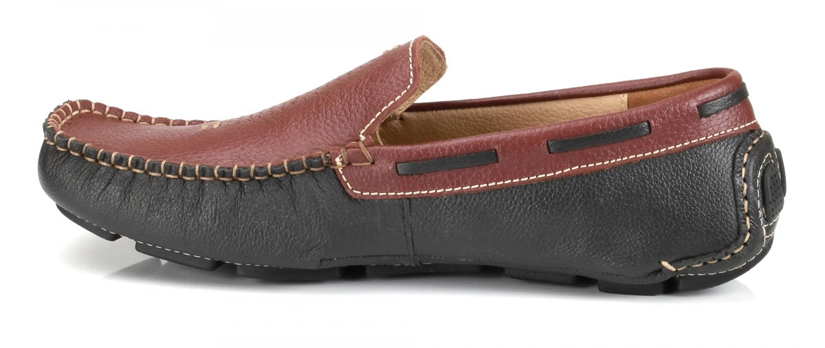 Pure Leather Twin Color Driving Shoes - ZN23502MRGRY