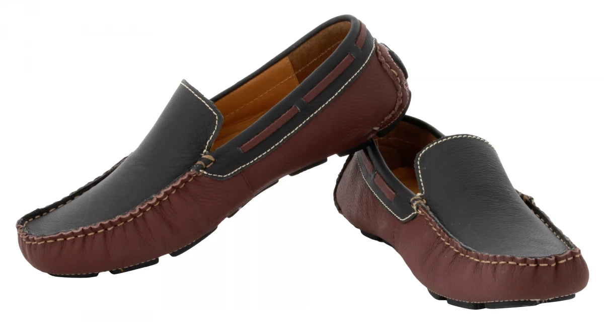 Genuine Leather Maroon Color Driving Shoes - ZN23504MRBLK