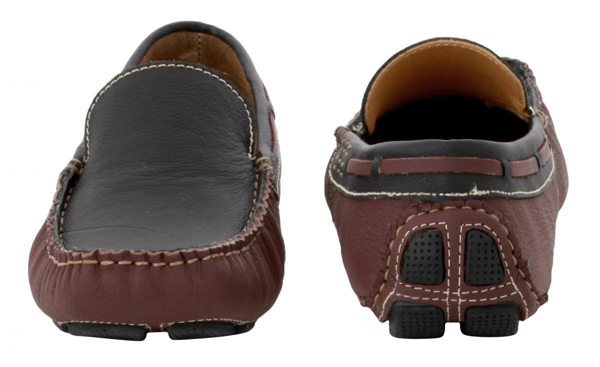 Genuine Leather Maroon Color Driving Shoes - ZN23504MRBLK
