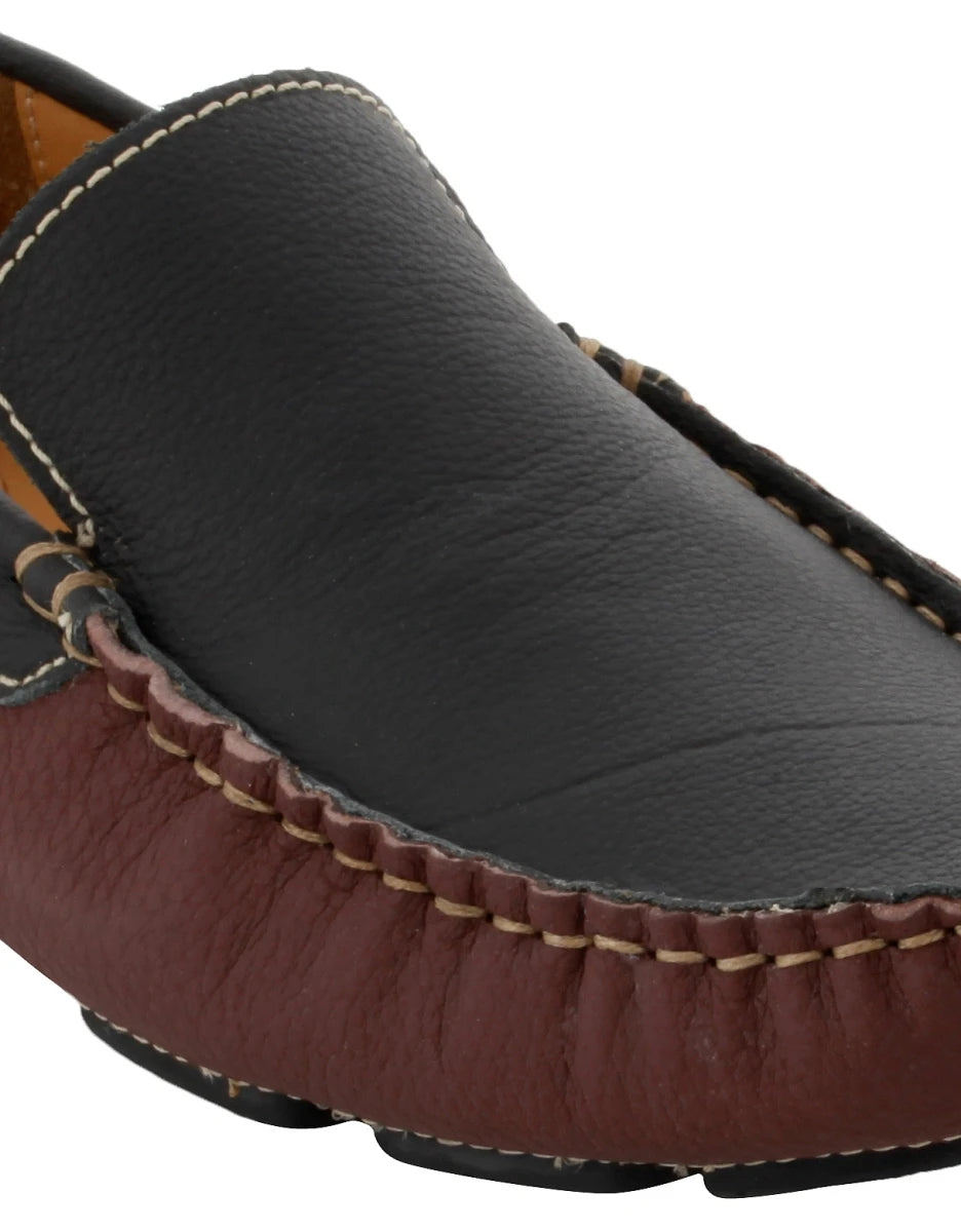 Genuine Leather Maroon Color Driving Shoes - ZN23504MRBLK