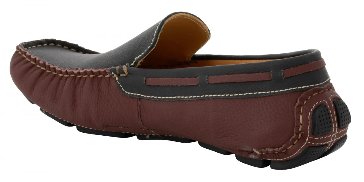 Genuine Leather Maroon Color Driving Shoes - ZN23504MRBLK
